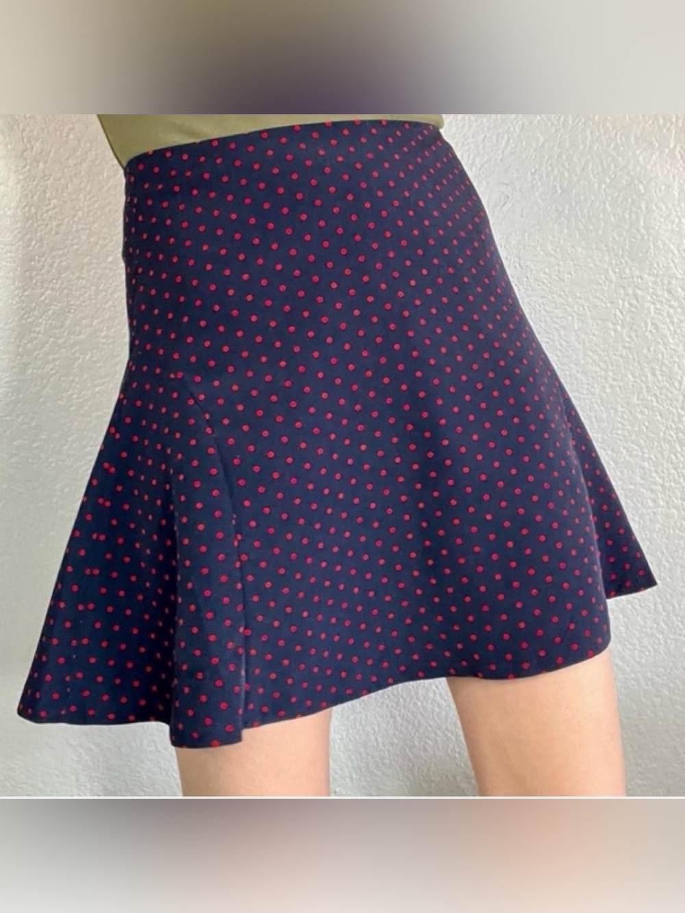 The Limited Navy Skirt with Red Polka Dots